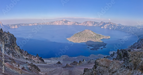 Panorama of Crater Lake National Park During the Day