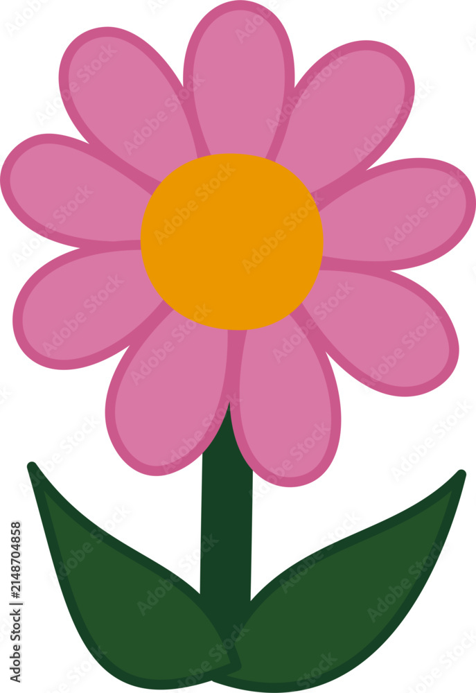 Fototapeta premium Simple Pink Flower Illustration