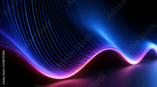 Abstract Digital Sound Wave with Neon Glowing Lights