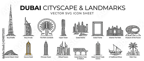 Cityscape Landmark Icons Collection - Modern Architecture Vector Art