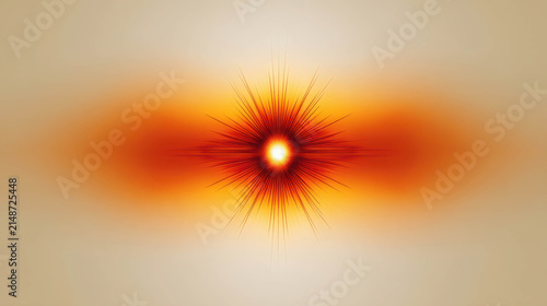 Explosion of light and energy, a bright starburst with radiating lines in orange and red hues against a soft, blurred background