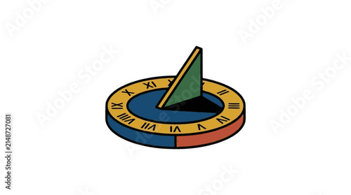 Garden Sundial flat vector illustration, science education icon, research logo design