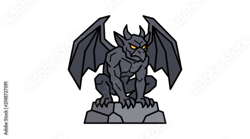 Gargoyle flat vector illustration, cartoon icon, mascot logo design