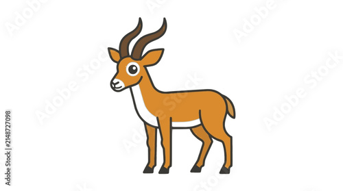 Gazelle flat vector illustration, cute cartoon animal icon, wildlife mascot logo design