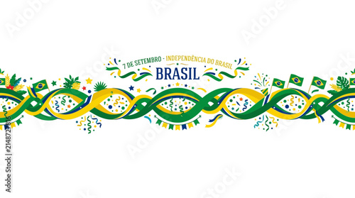 Brazilian Independence Day Celebration Ribbon Banner Design