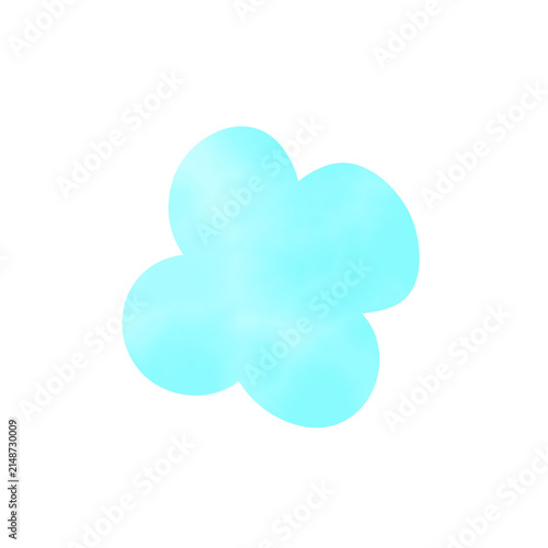 アクアブルーの水彩流体シェイプ 背景透過PNG｜Watercolor Aqua Blue Organic Fluid Shape Isolated PNG