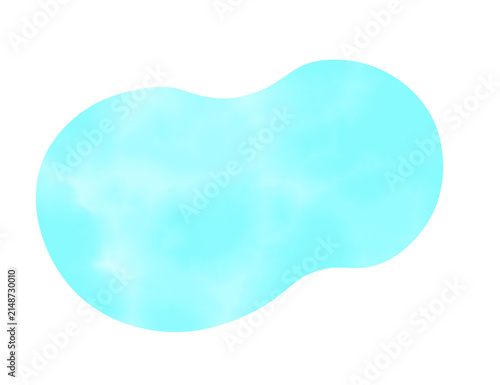アクアブルーの水彩流体シェイプ 背景透過PNG｜Watercolor Aqua Blue Organic Fluid Shape Isolated PNG