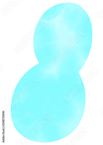 アクアブルーの水彩流体シェイプ 背景透過PNG｜Watercolor Aqua Blue Organic Fluid Shape Isolated PNG