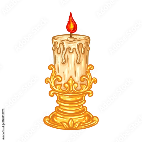 illustration art hand drawn candle for diner sticker vector design