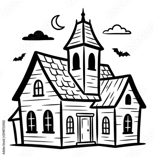 Spooky Haunted House Illustration for Halloween