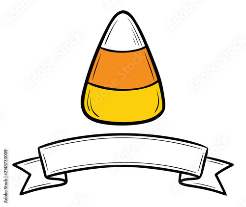 Halloween Candy Corn with Blank Banner for Text