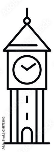 Clock Tower Icon Simple Line Art Building