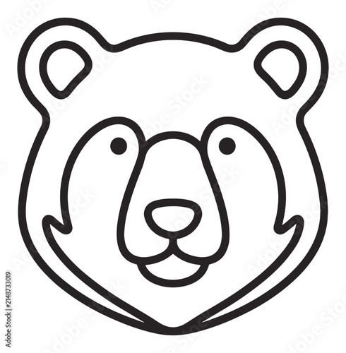Simple Bear Face Icon Stylized Line Art