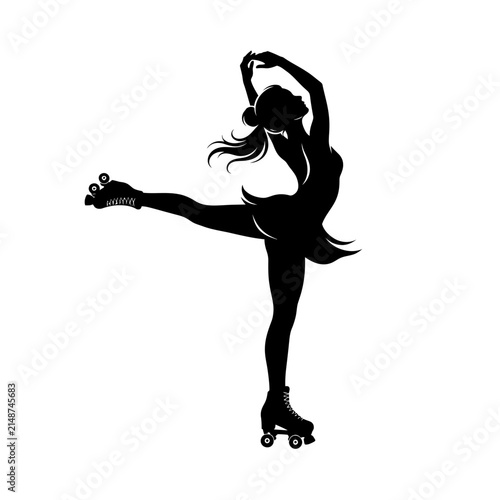 Silhouette of a woman performing ballet on roller skates