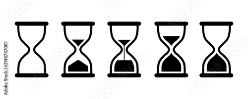 Bild auf Leinwand Hourglass timer progress icon set – sand clock countdown, time management, deadl
