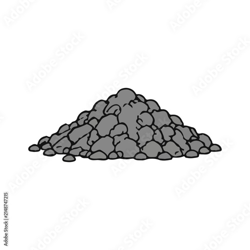 Gravel Pile Collection Flat Vector Set Isolated on White Background