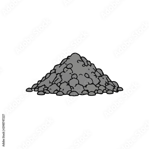 Gravel Pile Collection Flat Vector Set Isolated on White Background