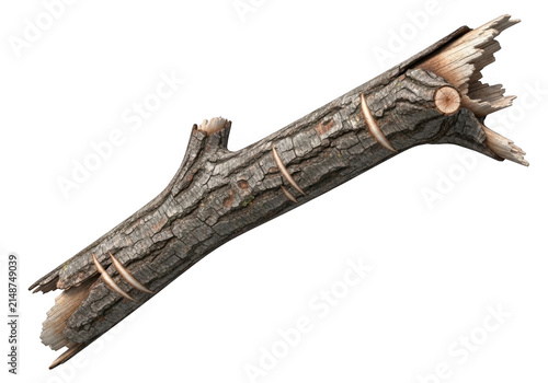 Broken tree branch isolated on transparent background