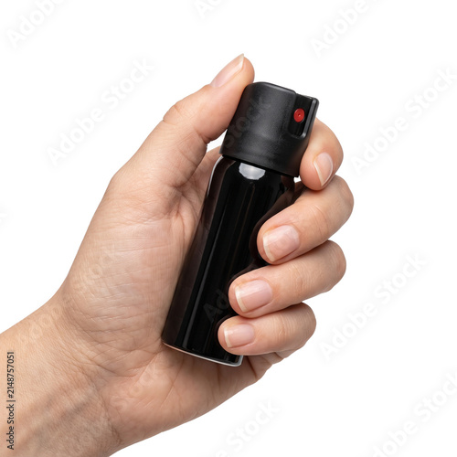 Hand Holding Pepper Spray Canister Isolated Transparent Background