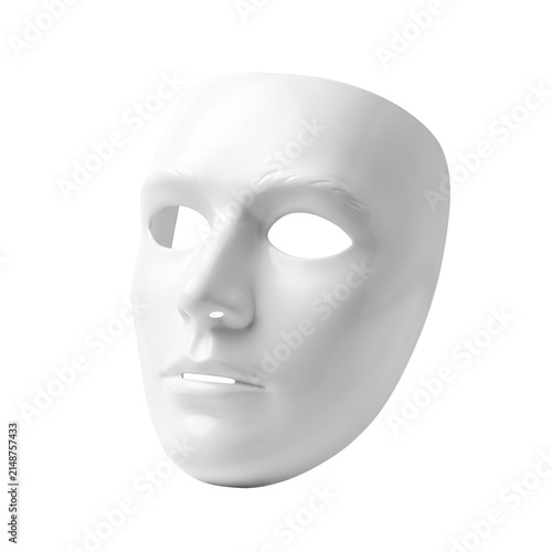 Isolated White Blank Mask, Anonymous Face Cover, No Background
