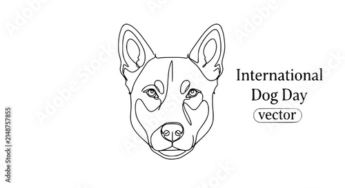 Canvas Print Dog Head Vector Outline, International Dog Day Celebration, Minimalist Line Art