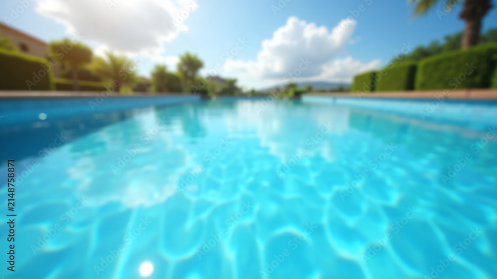 Fototapeta premium Reflective Pool Surface with Summer Sky