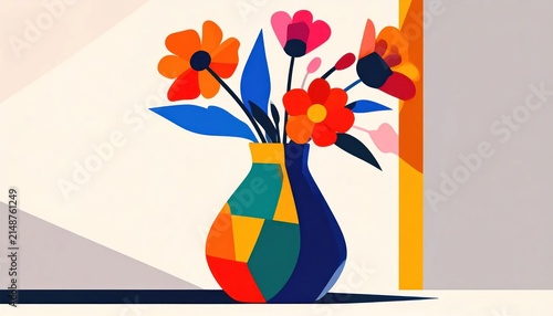Colorful flowers in decorative vase.