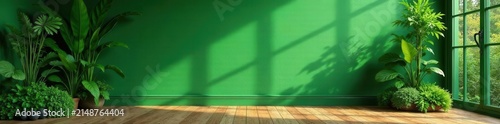 Lush green wall, rich wood floor  Natural, calming interior ,  texture,  wood