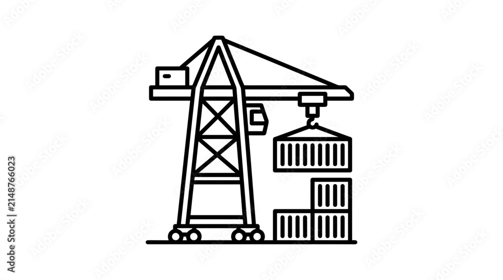 Fototapeta premium Industrial crane lifting shipping container for logistics and transport
