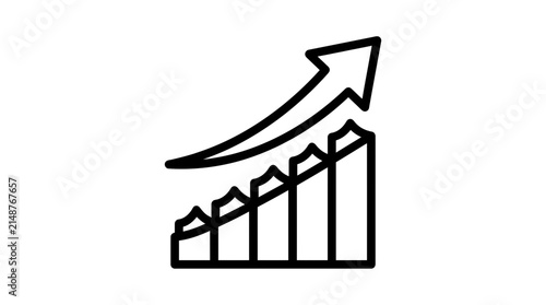 Upward trend graph with rising arrow icon representing growth