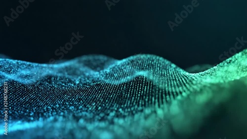 Data wave visualization represents complex digital information flowing through a secure network system.