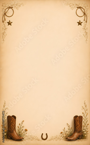 Cowboy Western Theme Event Invitation Design Template with Rustic Ranch Style