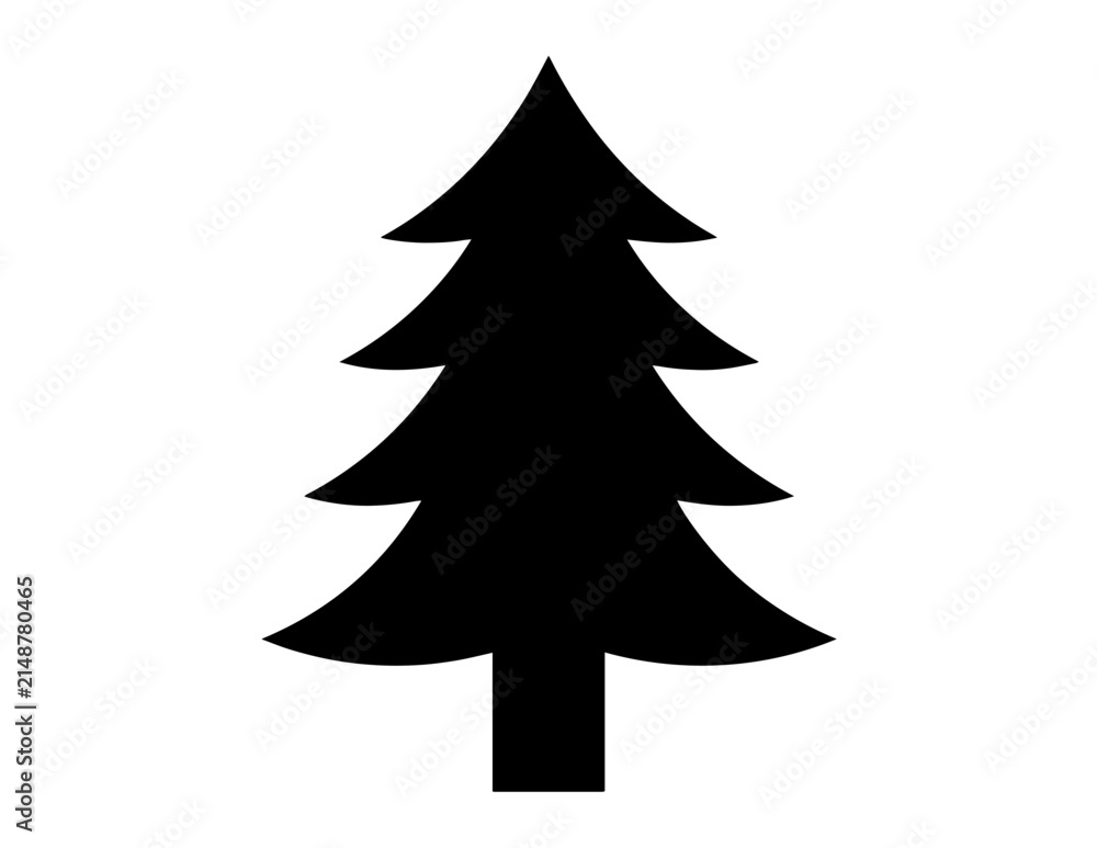 Fototapeta premium Black Minimalist Pine Tree Silhouette Vector Illustration