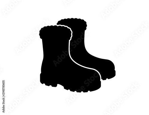 Pair of Black Winter Boots Icon Vector