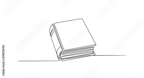 Quadro su tela Minimalist single line drawing of an open book, isolated on transparent backgrou