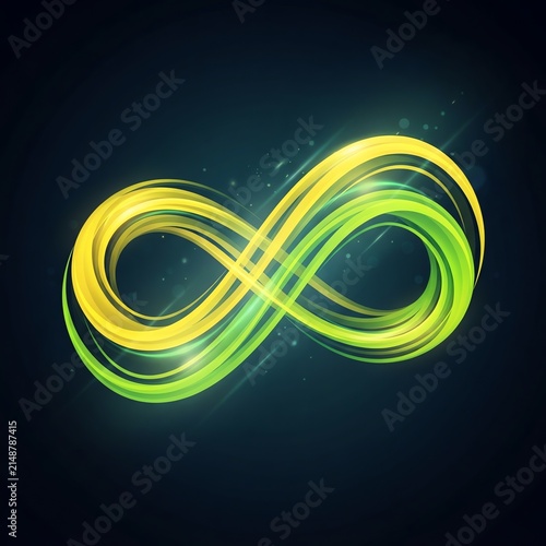 Vibrant Infinity Loop Symbol with Dynamic Light Effects.