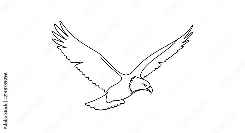 Obraz premium Eagle Flying Silhouette Vector Art Isolated