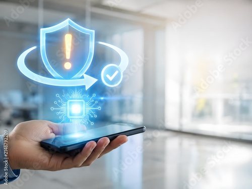 AI Cybersecurity Agent Incident Response Hologram Above Smartphone