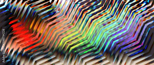 Abstract Iridescent Zig Zag Pattern with Vibrant Chromatic Colors