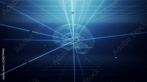 Glowing Neuron Connections in Brain Seamless Loop