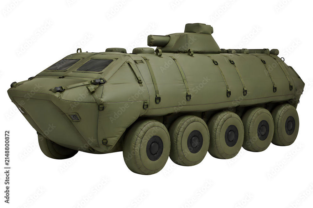 Obraz premium Inflatable Armored Personnel Carrier Decoy Isolated on Transparent Background