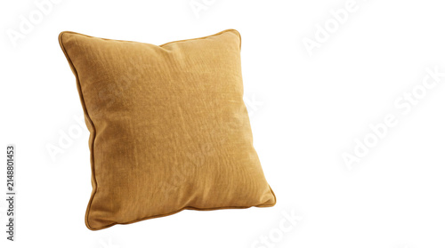 Foto Soft yellow corduroy cushion on transparent background, png isolated on, transpa