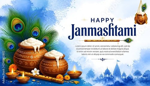 illustration of Dahi Handi fo Hindu Festival Shree Krishna Janmashtami.