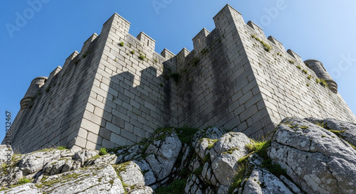 Ancient stone castle fortress on a rocky mountain peak