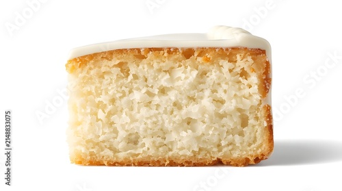 Minimalist Studio Shot Coconut Cake Slice Dessert Food
