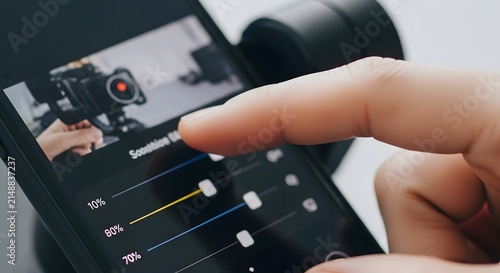 Mobile Professional Video Editing and Camera Control Close-up