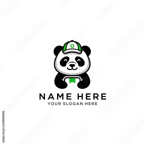 Cute Panda Wearing Cap Holding Game Controller, Isolated