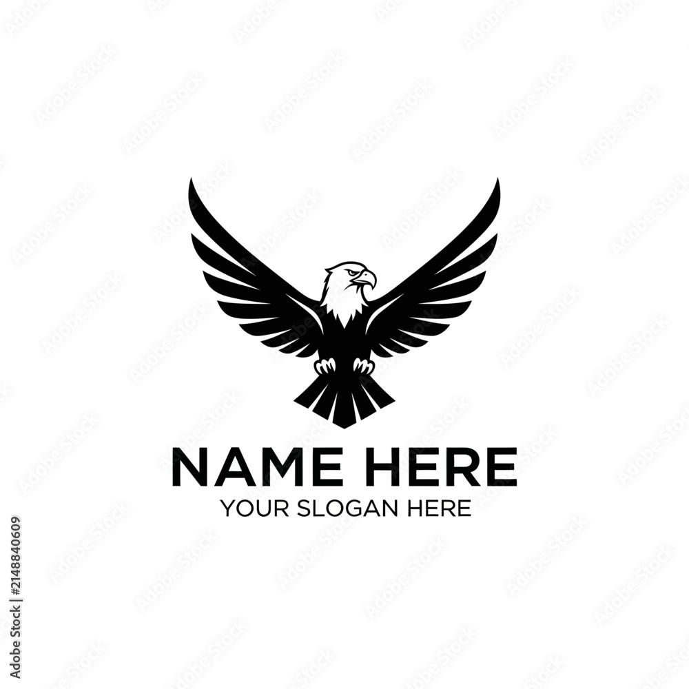 Naklejka premium Majestic Eagle Logo Design, Heraldic Bird Silhouette, Isolated