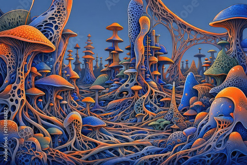 Maximalist Mycelium Grown Architecture Chaos Design Vector
