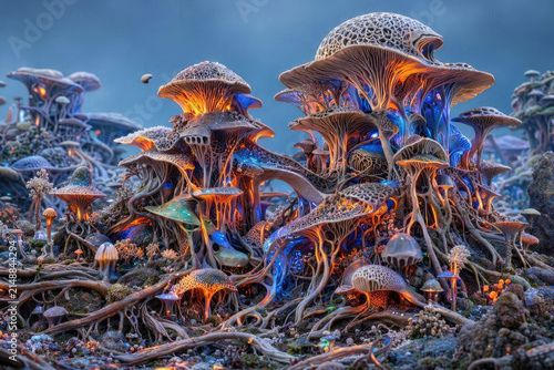Maximalist Mycelium Grown Architecture Chaos Design Vector